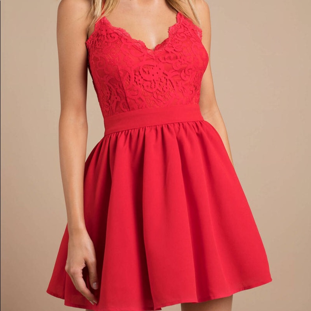 Missguided red lace party dress